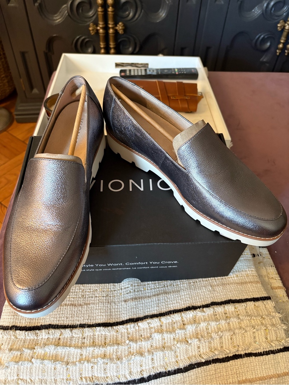 Vionic Metallic Pewter Slip-On Loafers